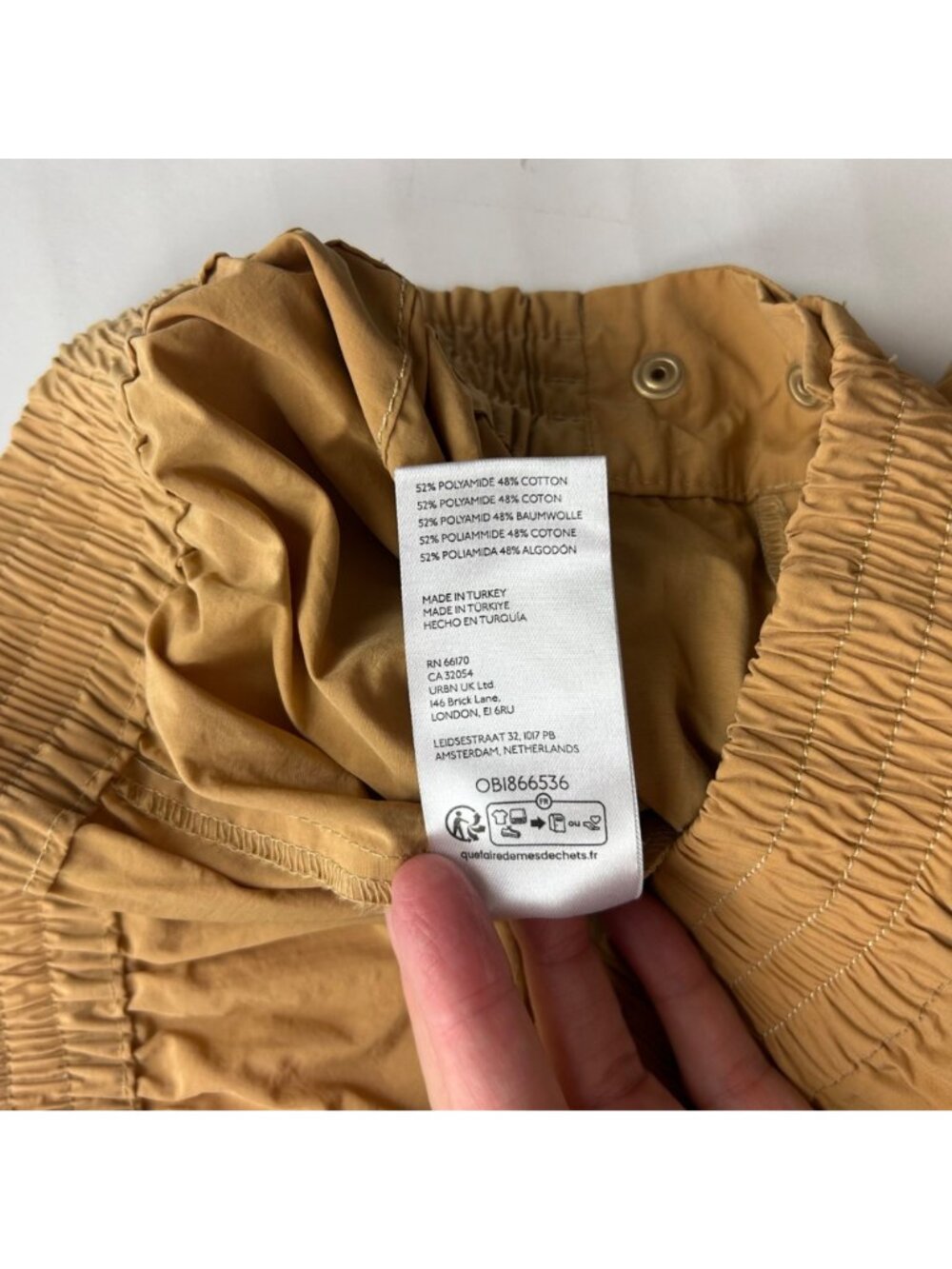Pilcro Camel Brown Nylon Wide Leg Cargo Parachute Pant L - Picture 4 of 7